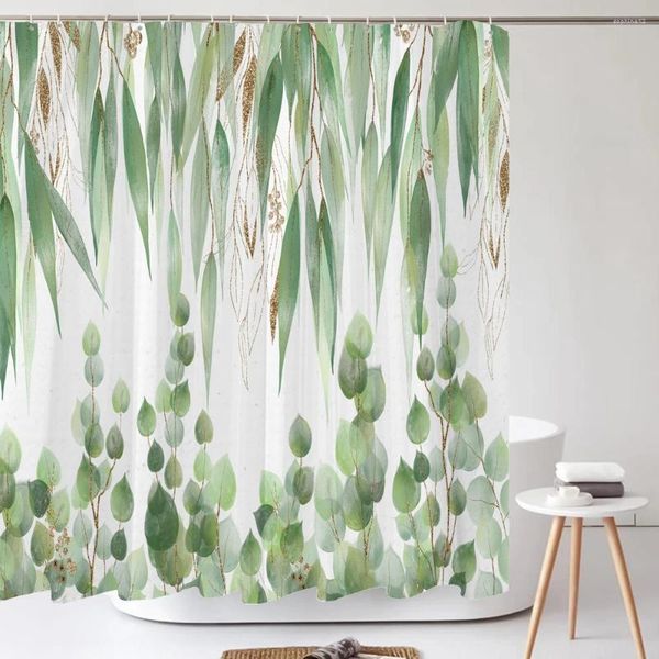 Tende da doccia 3D Pianta tropicale verde Foglia Palma Cactus Tenda da bagno Decorazioni per la casa Tessuto impermeabile con gancio