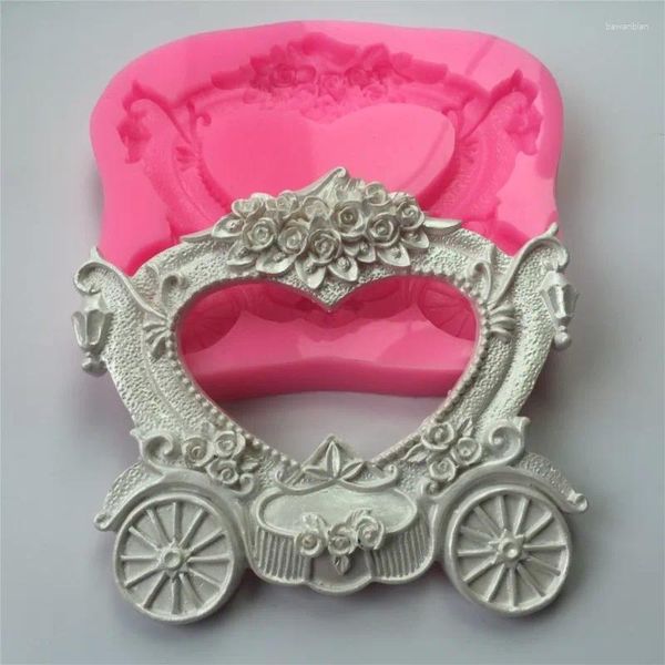 Moldes de cozimento Quadro de transporte de noiva o bebê po criativo bolo de casamento decoração molde de açúcar silicone aroma pedra przy 001