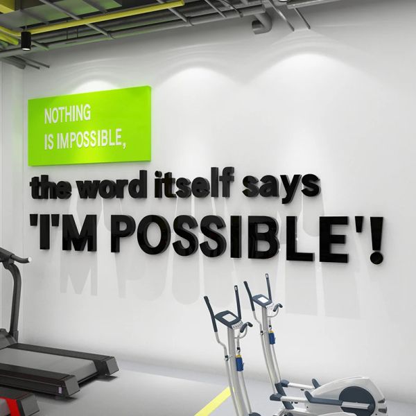 Aufkleber Englischer Buchstabe NOTHING IS IMPOSSIBLE Acryl-Wandaufkleber für Wohnzimmer Inspirierender Slogan Büro-Sporthallen-Dekoration