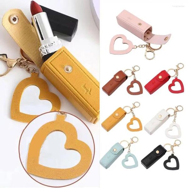 Aufbewahrungstaschen Lip Gloss Halter Schlüsselanhänger Herz Anhänger Lippenstift Tasche mit Hummer Clip Mini Container Organizer für Geldbörse Faux