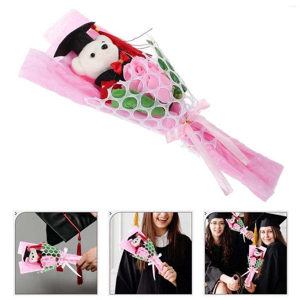 Flores decorativas buquê de urso o presente estatueta graduação graduados acessórios girassol pelúcia chique banquete com