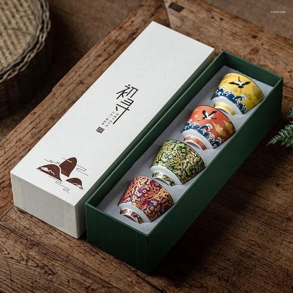 Tassen Untertassen Silber Master Cup Geschenkbox Set Chinesischer Tee Persönliche Emaille Farbprobe Keramik