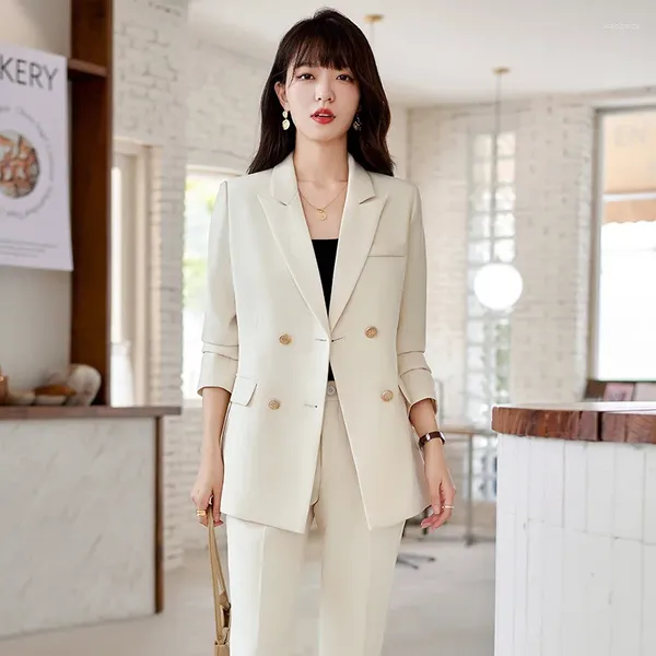 Mulheres de duas peças calças mulheres negócios trabalho desgaste ternos com jaquetas casaco feminino pantsuits profissional blazers salão de beleza ol calças