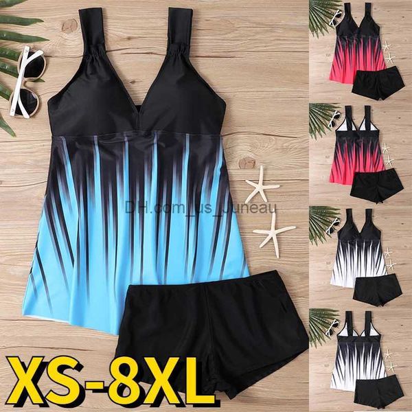 Kadın Mayo Yüksek Belli Bikini Moda Tankini Setleri Seksi 3D Baskı Mayo Mayo Kadın Seksi Plaj Mayo Takım İki Parça Tankini T240328