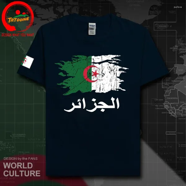 Herren T-Shirts Vintage Torn Algeria Flag Shirt Männer Lustige Distressed Grunge Algerian Country National T-Shirt Nation Team T-Shirt Camisas