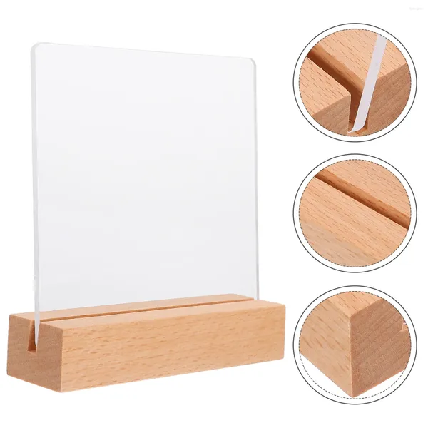 Piatti decorativi Tabellone per unghie Organizzatore Supporto per cartello in acrilico con base in legno Supporto per suggerimenti per tavole con punta falsa