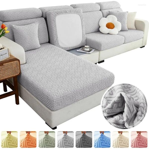 Chair Covers Jacquard Sofa Cushion Cover Plain Elastic Seat Removable Thick Protector L-Shaped Case Pets Living Room Home