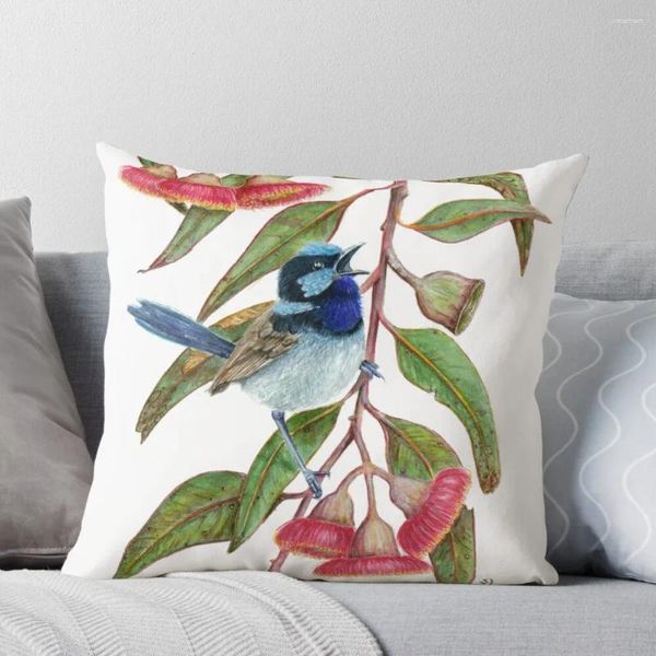 Travesseiro esplêndido fairywren em prata princesa lance almofadas decoração casa personalizado po sofá s