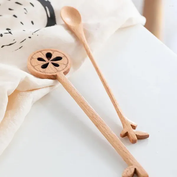 Cucchiaio da caffè Cucchiaio di legno con manico lungo Stoviglie Forma di limone creativa Asta di agitazione Miscelazione Dessert Tè Cucchiai di miele Utensili da cucina