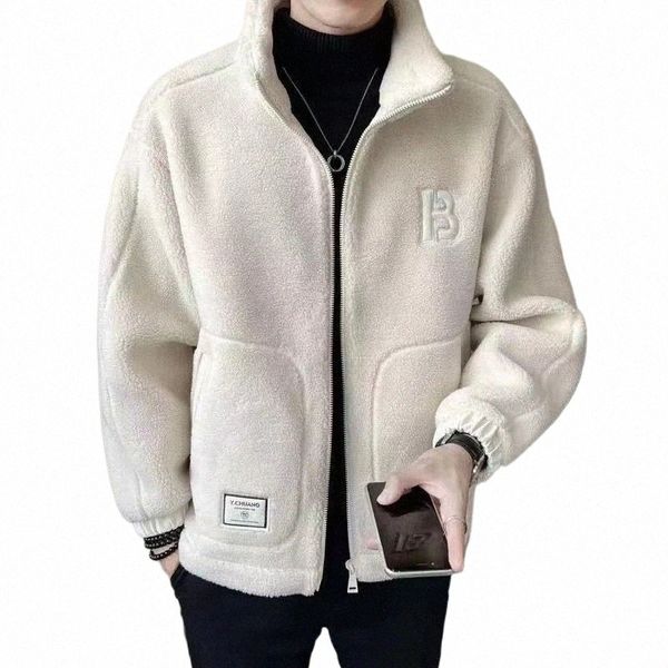 uomo Stand Colar giacche cappotto di colore solido uomo caldo bomber all'aperto giacca in pile polare invernale Parka vestiti della gioventù taglia M 5XL v6Yt #