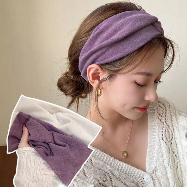 Grampos de cabelo feminino meninas cor sólida faixas de malha macia headbands vintage cruz turbante bandagem bandanas acessórios de moda