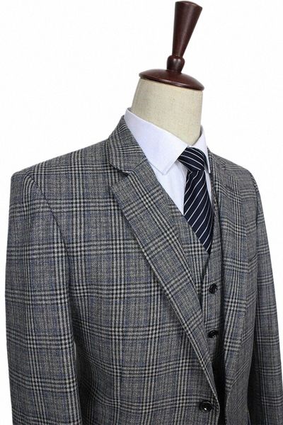 2016 abito da uomo su misura in lana grigio tradizionale tweed retrò stile britannico su misura da sposa slim fit blazer per uomo 3 pezzi Q5Qe #