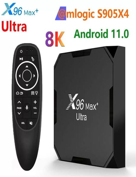 X96 max ultra conjunto caixa superior android 11 amlogic s905x4 24g5g wifi 8k h265 hevc media player 100m x96 x4 com g10s pro voz contr5107015