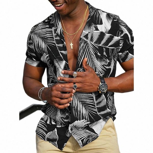 estate hawaiana floreale spiaggia casual plus size camicia 3d cocut modello t-shirt retrò albero manica corta vacati uomo slim coreano m9yF #