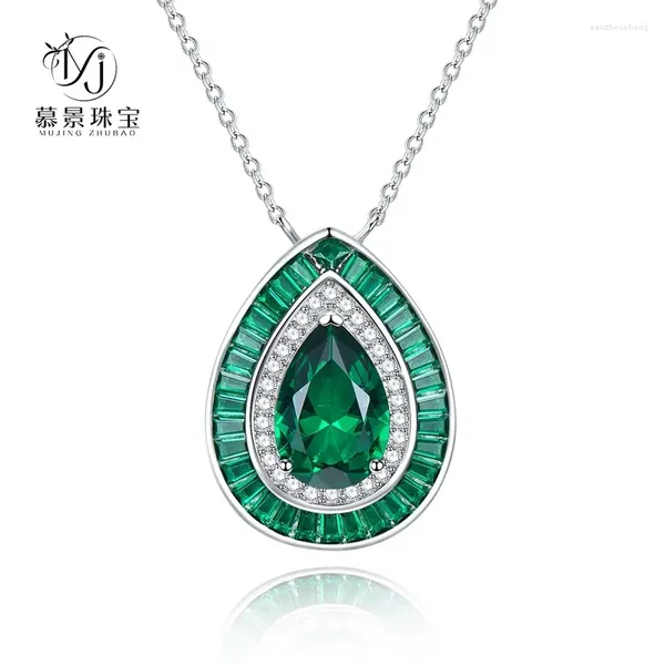 Pingentes S925 Colar de Prata Avó Gota de Água Verde 8/12 Brincos de Diamante de Alto Carbono Mulheres de Luxo