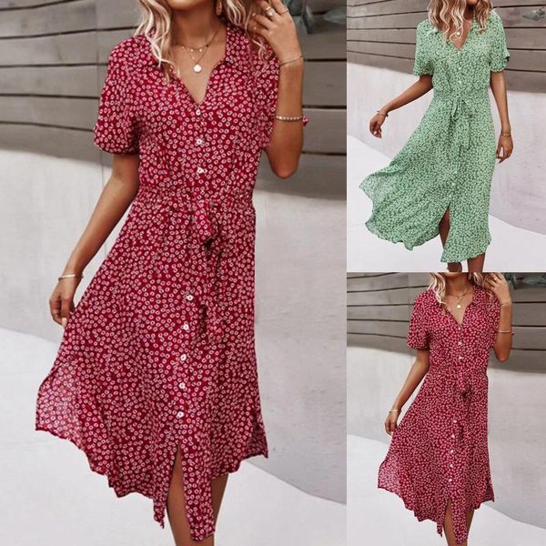 Casual Kleider 2024 Für Frauen Kurzarm Strand frauen Sommer Urlaub Sommerkleid Floral Lange Kleid Tuniken Robe Femmle