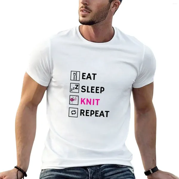 Canotte da uomo Eat Sleep Knit Repeat Knitting Design T-shirt Maglietta corta in felpa T-shirt da uomo