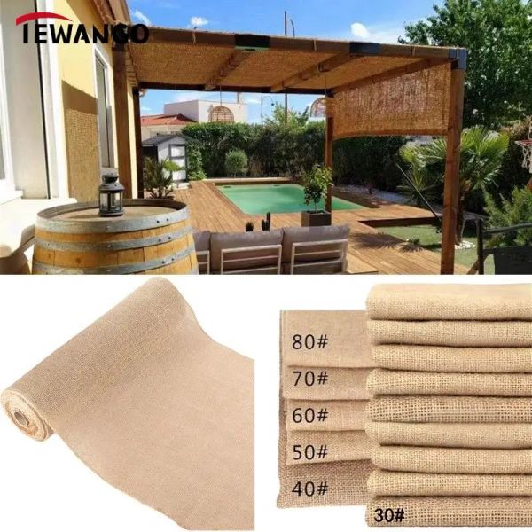 Netze, breit, 1,6 m, natürliches Jute-Tuch, DIY Pavillons, Sonnenschutznetz, Sonnenschutzsegel, Balkon, Sichtschutz, Heimdekoration, Leinenstoff