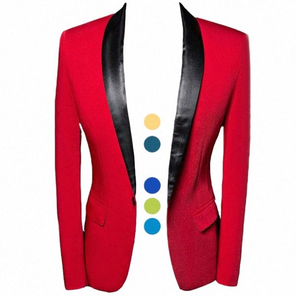 Collo a scialle personalizzato di alto livello Giacca da smoking con risvolto nero Abito da sposa Blazer da uomo Plus Size 5XL Blu reale Rosa Rosso Giallo Verde W3W7 #