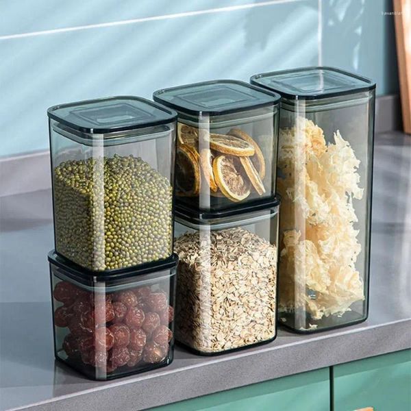 Bottiglie di stoccaggio Scatola trasparente per cereali Contenitore per alimenti in plastica impilabile portatile Salvaspazio ermetico per teiera da cucina