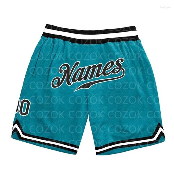 Herren-Shorts, individuell, blau, grün, authentischer Basketball, 3D-gedruckt, Männer, Ihr Name, Mumber, schnell trocknend, Strand