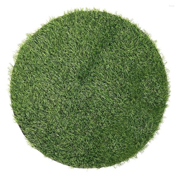Flores decorativas simuladas grama redonda tapete de mesa verde artificial decoração almofada falsa