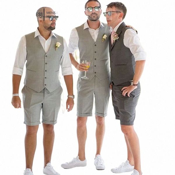 2024 Herrenanzug für Hochzeit DR Sommeranzüge für Blaze Maßgeschneiderte Prom Groomsman 2-teiliges Set Anzüge Weste + Shorts S5qs #