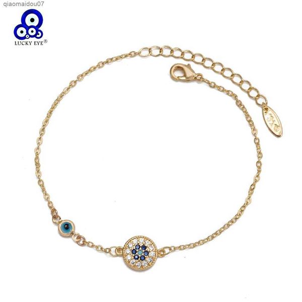 Cavigliere Lucky Eyes Rotondo Zircone Fascino Bracciale da spiaggia Regolabile Trkiye Evil Eyes Bracciale per ragazze femminili tobilleras mujer bijouxL2403