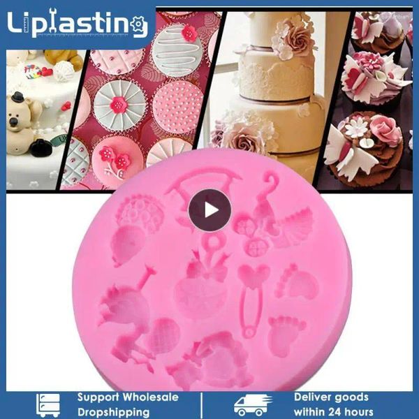 Stampi da forno Mano per bambino/Troia/Bottiglia/Piede/Carrozza Stampo in silicone Strumenti per la decorazione di torte