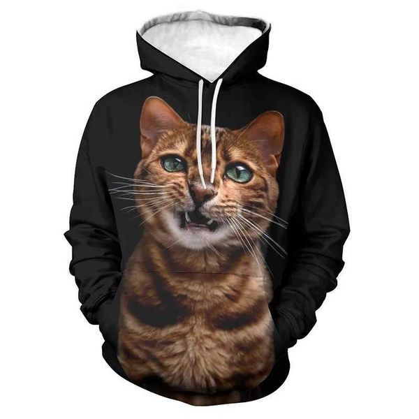 Erkek Hoodies Sweatshirts Cat 3D Karikatür Baskılı Komik Sokak Giyim Erkekler Kadın Çocuklar Kawaii Harajuku Hoodies Moda Erkek Kız Çocuk Sevaplar Ceket 24328