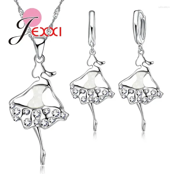 Halskette Ohrringe Set Okzident 925 Sterling Silber Schmuck für Frauen Reizende süße Rock Mädchen Ohrringe/Anhänger/Halskette Kette Sets