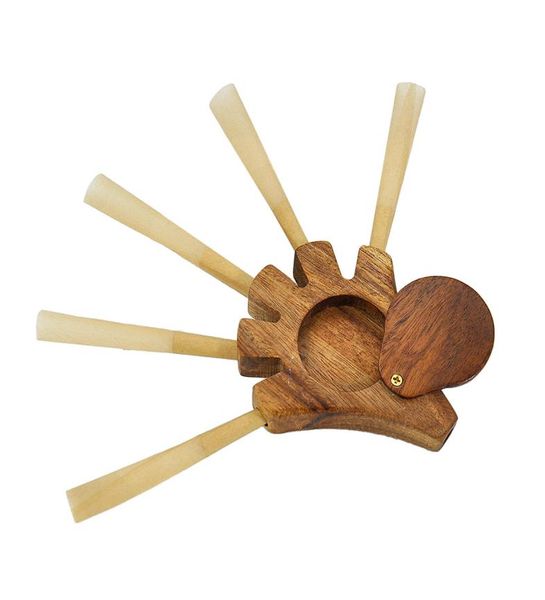5 Supporto per giunti in legno a forma di palma Livello cinque portasigarette cono rotolante per tubi da fumo con custodia Stash Tubi per tabacco in legno2639460