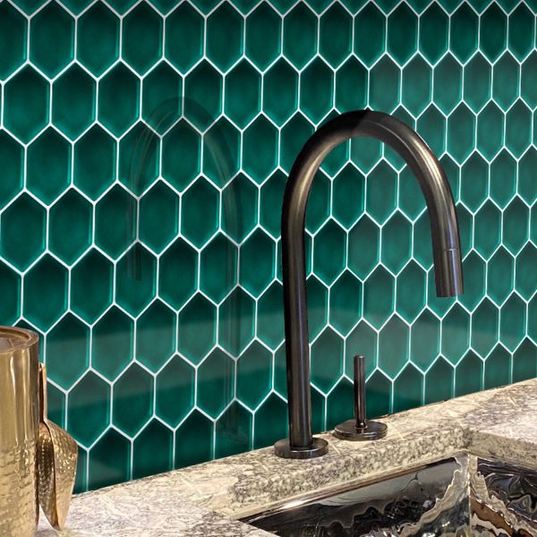 Adesivos cozinha autoadesivo mosaico verde decalque da parede adesivo metrô hexágono casca e vara backsplash vinil telha adesivos