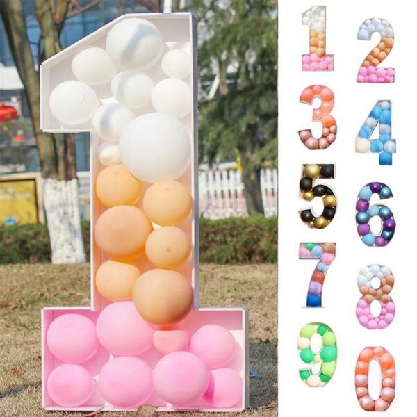 Album Scatola di riempimento palloncini Gigante Compleanno Figura 1 Un anno 1° Compleanno Ragazzo Ragazza Anniversario Baby Shower Genere Rivelare Battesimo Decor