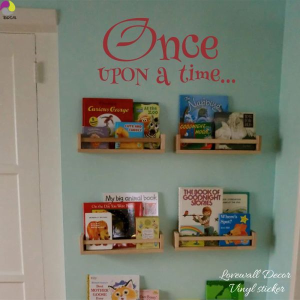 Adesivos de parede uma vez, citação de biblioteca, adesivo de parede para berçário de bebês, quarto infantil, inspiração, citação, decalque de parede, decoração de casa de vinil