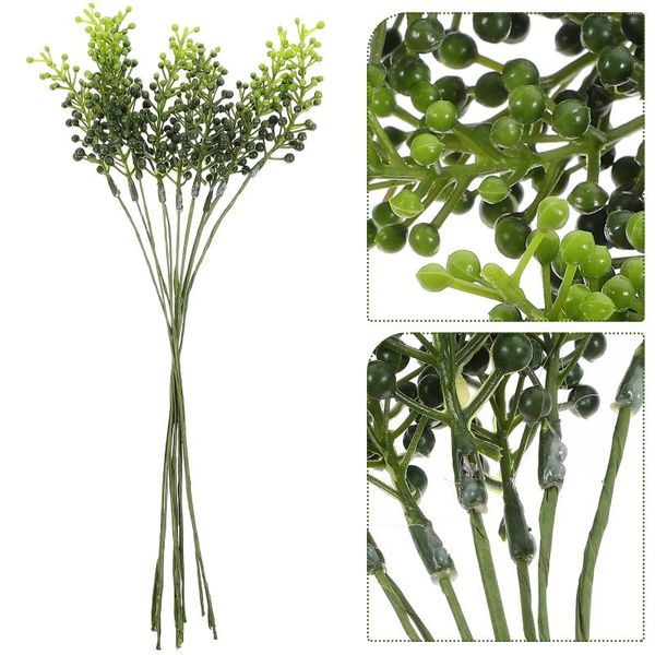Dekoratif çiçekler 10 adet simüle yeşil bitki dekorasyon ev dekorları düğün sapları yeşillik yapay seçimler sahte süs