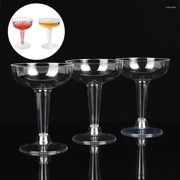 Einwegbecher, Strohhalme, 6 Weingläser aus Kunststoff, Hochzeit, Party, Champagnerglas, transparenter Becher, Bargetränk