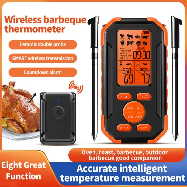 Indicatori Termometro da forno Termometro digitale per carne senza fili per barbecue Cottura per alimenti con sensore di temperatura per griglia da cucina per interni ed esterni