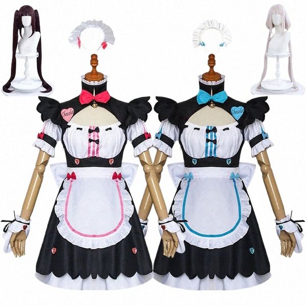 Anime Nekopara Schokolade Vanille Cosplay Kostüm Perücke Katze Maid Lolita Dr Nette Mädchen Frauen Halen Karneval Outfits m3Hy #