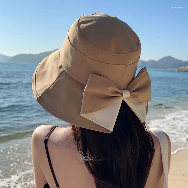 Berretti Estate Donna Papillon Cappello a secchiello Moda Tesa larga larga Sole Spiaggia all'aperto Cappello da pescatore Cappellino protezione solare UV