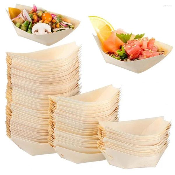 Stoviglie usa e getta 100 pezzi Sushi che serve barca in stile giapponese contenitore per piatti dessert insalata vassoio di antipasti forniture da cucina