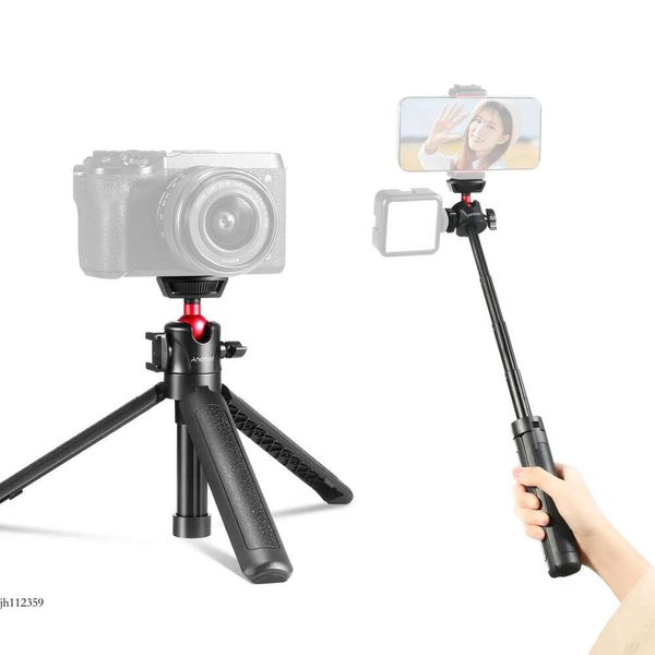 Accessori Andoer Mt16 Treppiede allungabile per selfie stick 4 sezioni 44 cm Testa a sfera Scarpa fredda 1/4 vite per microfono fotocamera telefono Luce LED