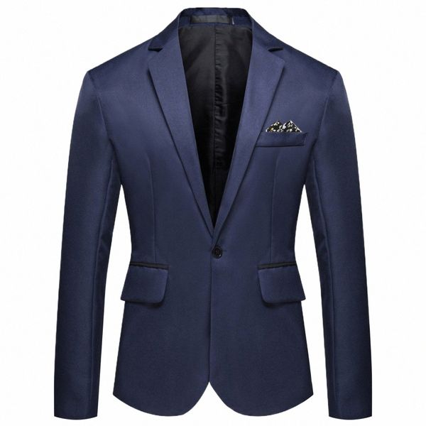 Boutique Fi Blazer Cor Sólida Busin Casual Masculino Blazer Noivo Vestido de Casamento Blazers Para Homens Terno Tops Jacke Casaco R4Oz #