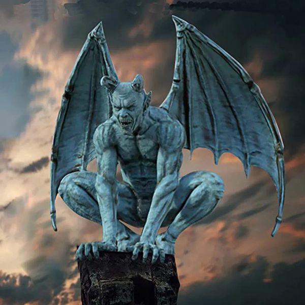 Sculture Retro Gargoyle Statua in resina Fantasma Demone Ali d'angelo Pipistrello Mostro Scultura Creativa Decorazione del giardino di casa Nuovo