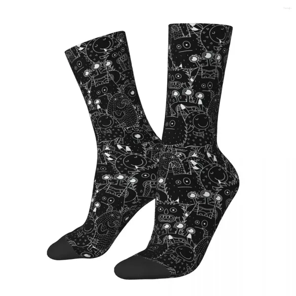 Herrensocken The Alien Mob And UFO Pattern Männliche Herren Damen Winterstrümpfe Hip Hop