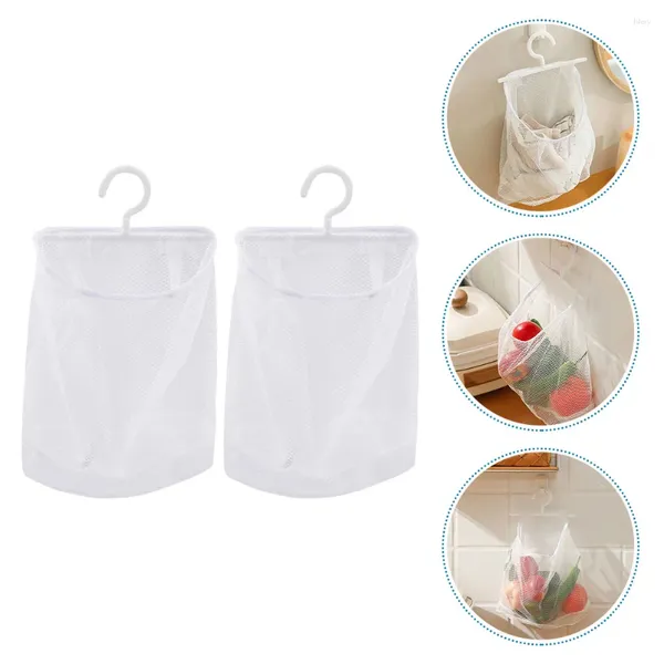 Sacos de armazenamento 2 pcs saco de malha frutas vegetais bolsas brinquedos de banho para bebês pendurados