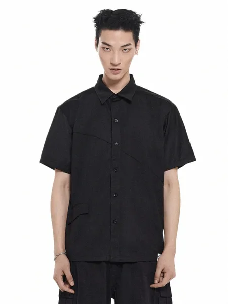ph-1 Летняя рубашка EGO FETCH # 019 Уличная одежда-карго с большим карманом и коротким рукавом для мужчин и женщин, унисекс n6Oe #