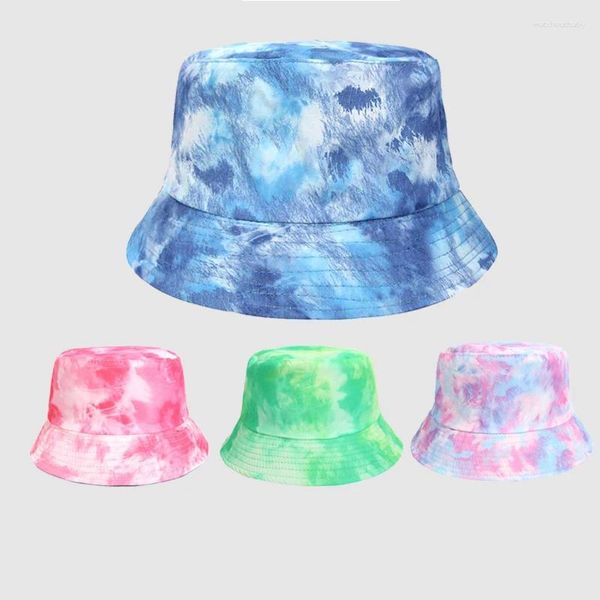 Berets Baumwolle Sommer Faltbare Reversible Eimer Hut Im Freien Für Frauen Gemalt Batik Fischer Kappe Hip Hop Männer Panama Sonnenhüte