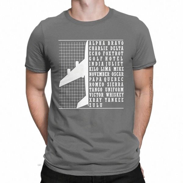 T-shirt da uomo Phetic Alphabet Aereo Pilota Volante Aviati Cott Tee Shirt per uomo T-shirt oversize Girocollo g0Zk #