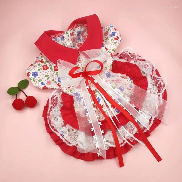 Vestuário para cães Lolita Cat Dress Princesa Pet Roupas de Natal Ano para cães pequenos